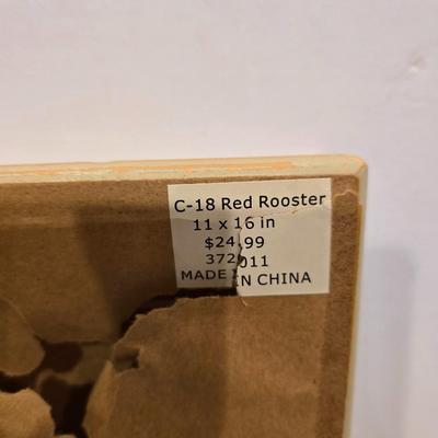 Rooster Figurine & Framed Wall Art – Country Kitchen Decor