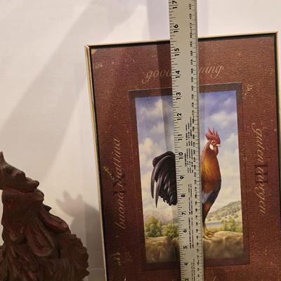 Rooster Figurine & Framed Wall Art – Country Kitchen Decor