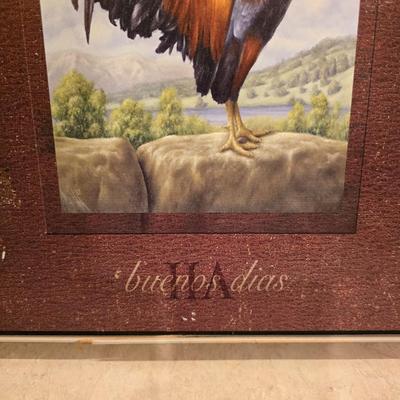 Rooster Figurine & Framed Wall Art – Country Kitchen Decor