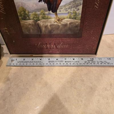 Rooster Figurine & Framed Wall Art – Country Kitchen Decor