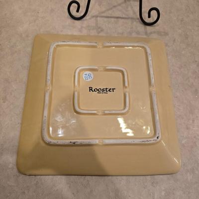 Rooster Decor Lot – Mosaic Statue & Ceramic Plate