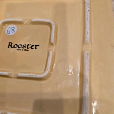 Rooster Decor Lot – Mosaic Statue & Ceramic Plate