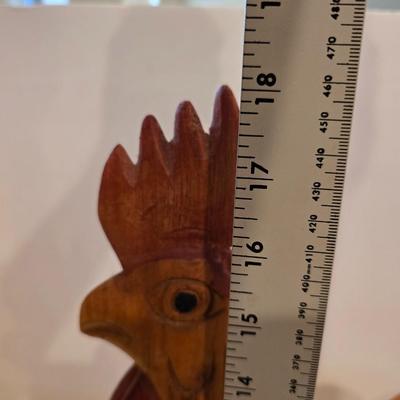 Large Carved Wooden Rooster & Rooster Framed Print