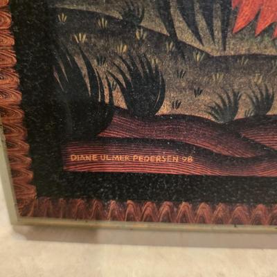 Large Carved Wooden Rooster & Rooster Framed Print