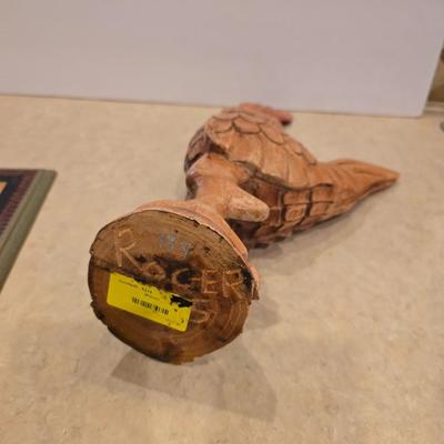 Large Carved Wooden Rooster & Rooster Framed Print