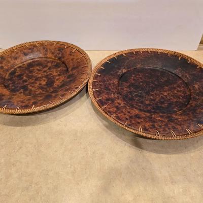 Pair of Decorative Faux Woven Charger Plates– NOT for Food Use (1 of 3)