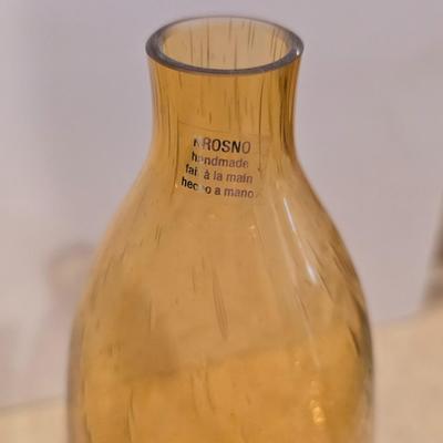 Rooster Kitchen Decor Trio - Metal basket - placemat - and an amber colored vase