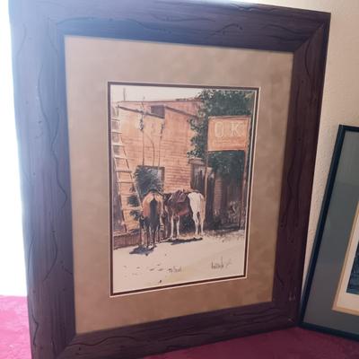 SIGNED "OK CORRAL" WATERCOLOR AND SIGNED LITHOGRAPH