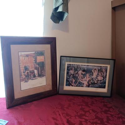 SIGNED "OK CORRAL" WATERCOLOR AND SIGNED LITHOGRAPH