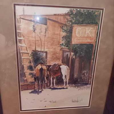 SIGNED "OK CORRAL" WATERCOLOR AND SIGNED LITHOGRAPH