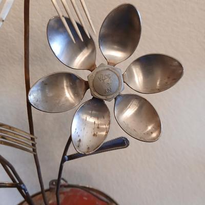 OMG! So Cute! Upcycled Fork & Spoon Garden Art in Rustic Oil Can