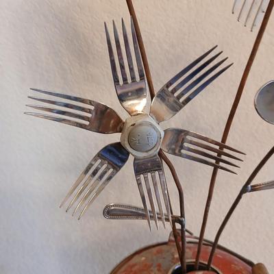 OMG! So Cute! Upcycled Fork & Spoon Garden Art in Rustic Oil Can