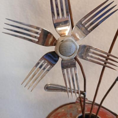 OMG! So Cute! Upcycled Fork & Spoon Garden Art in Rustic Oil Can