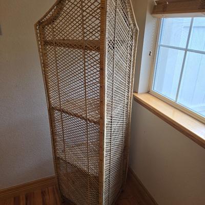Vintage Wicker Corner Shelf – 3 Tiers