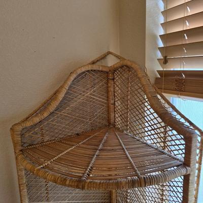 Vintage Wicker Corner Shelf – 3 Tiers