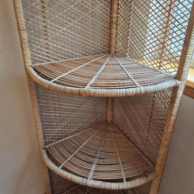 Vintage Wicker Corner Shelf – 3 Tiers