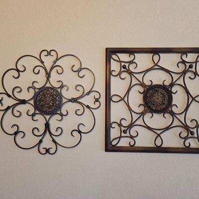 Pair of Ornate Metal Wall Hangings