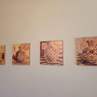 Set of 4 Framed Canvas Pottery Prints