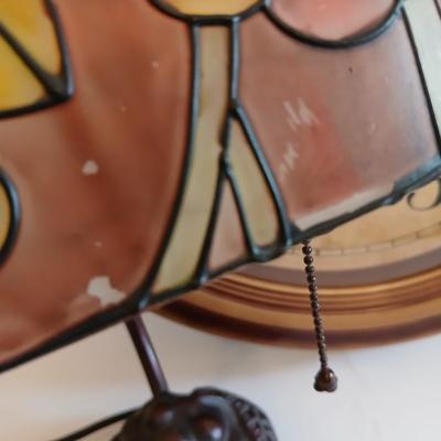 Wall Clock & Stained Glass Grape Desk Lamp