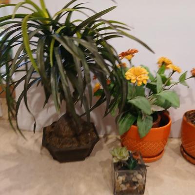 Retro Faux Plant Decor Lot – 5 Pieces
