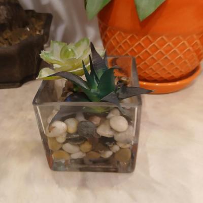 Retro Faux Plant Decor Lot – 5 Pieces