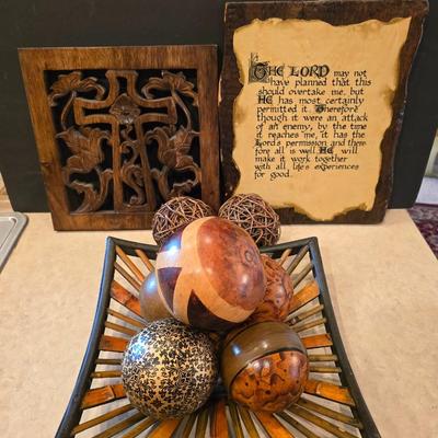 Decorative Mixed Material Home Décor Lot – 3 Pieces