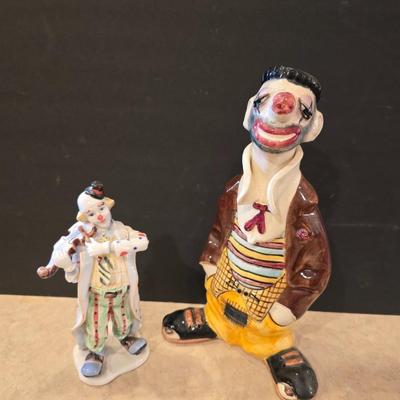 Hand-Painted Porcelain Clown Figurines – Lot of 2