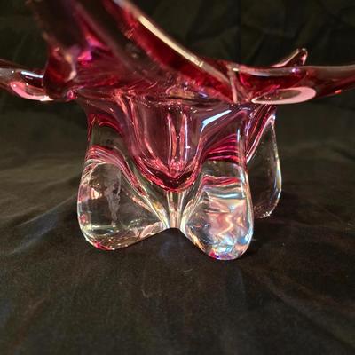 Vintage Murano Style Art Glass Bowl – Ruby Red