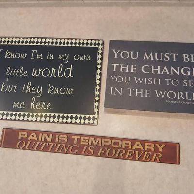 Inspirational Quote Sign Lot – 3 Pieces