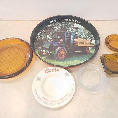 Vintage Ashtrays & Advertising Dish Lot – 7 Pieces