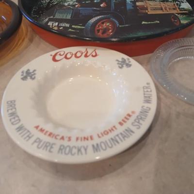 Vintage Ashtrays & Advertising Dish Lot – 7 Pieces