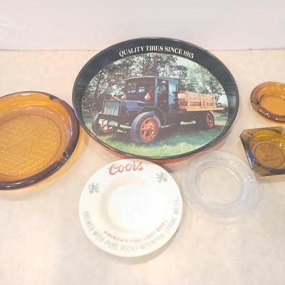 Vintage Ashtrays & Advertising Dish Lot – 7 Pieces