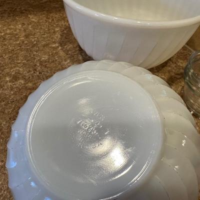 FIRE KING SERVING BOWLS, BUTTER DISH AND MORE
