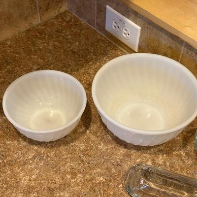 FIRE KING SERVING BOWLS, BUTTER DISH AND MORE