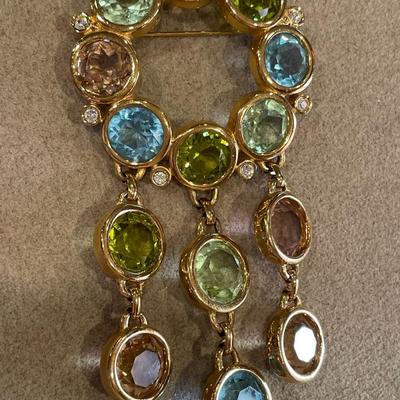 Swarovski massive multicolor brooch