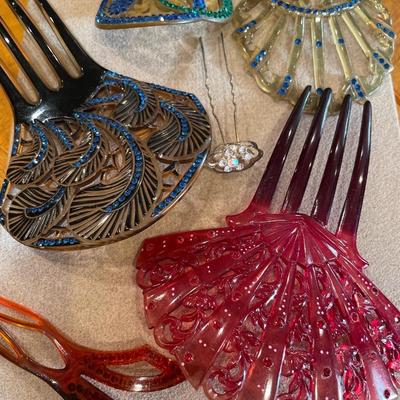 Art Deco Celluloid Hair Combs