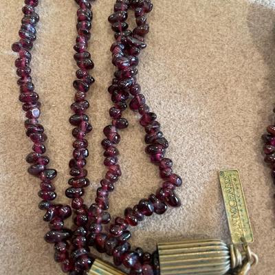 Jan Michaels Signed garnet necklace