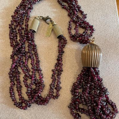 Jan Michaels Signed garnet necklace