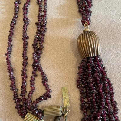 Jan Michaels Signed garnet necklace