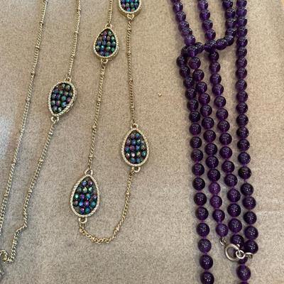 Amethyst necklace and multicolor stone necklace