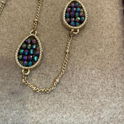 Amethyst necklace and multicolor stone necklace