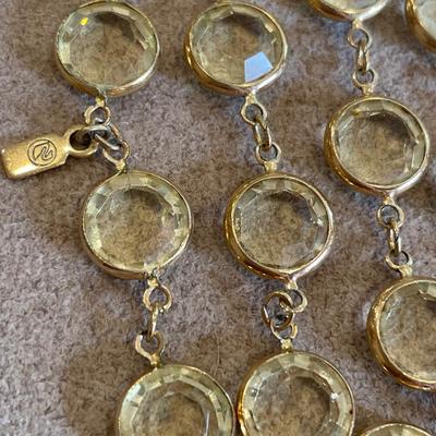 Pale yellow Swarovski necklace with keychain