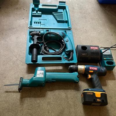 Makita Drill & Reciprocating Saw & Cordless Ryobi Drill (G-MG)