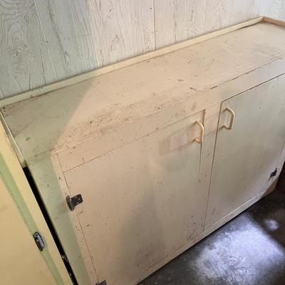 Wooden Two Door Cabinet on Wheels (G-MG)