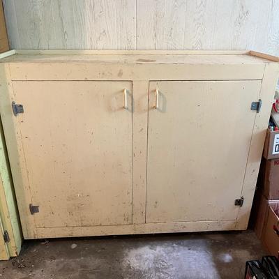 Wooden Two Door Cabinet on Wheels (G-MG)