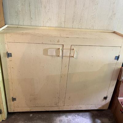 Wooden Two Door Cabinet on Wheels (G-MG)