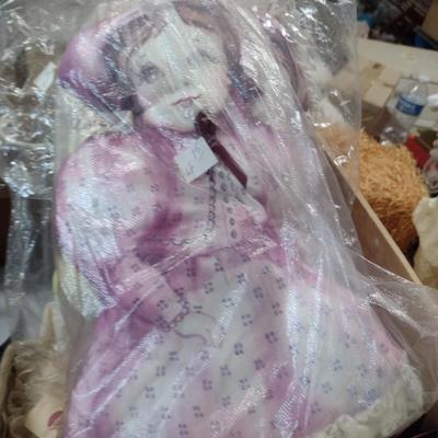 Collection of Dolls and Doll Accessories- Parasols, Stands, Hats