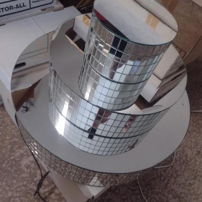 Motorized Turning Three Tier Mirrored Table Top Display Stand