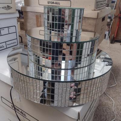 Motorized Turning Three Tier Mirrored Table Top Display Stand