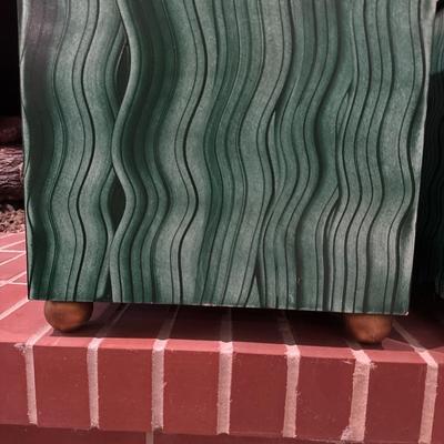 Pair of square planters with faux Ficus
